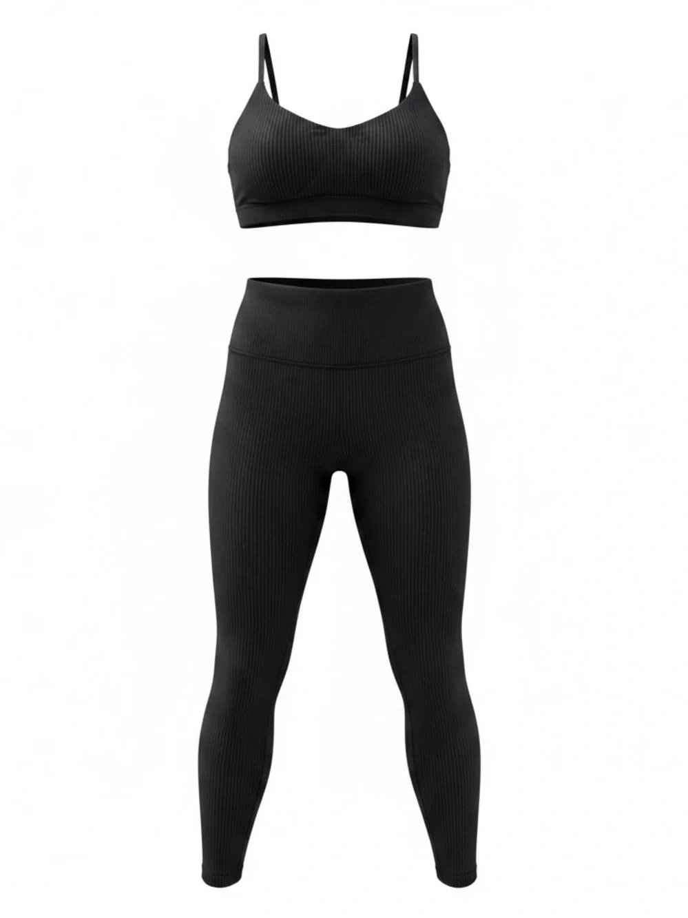 Lululemon Black Ribbed Matching Set | Bra Size 6 & Leggings Size 4